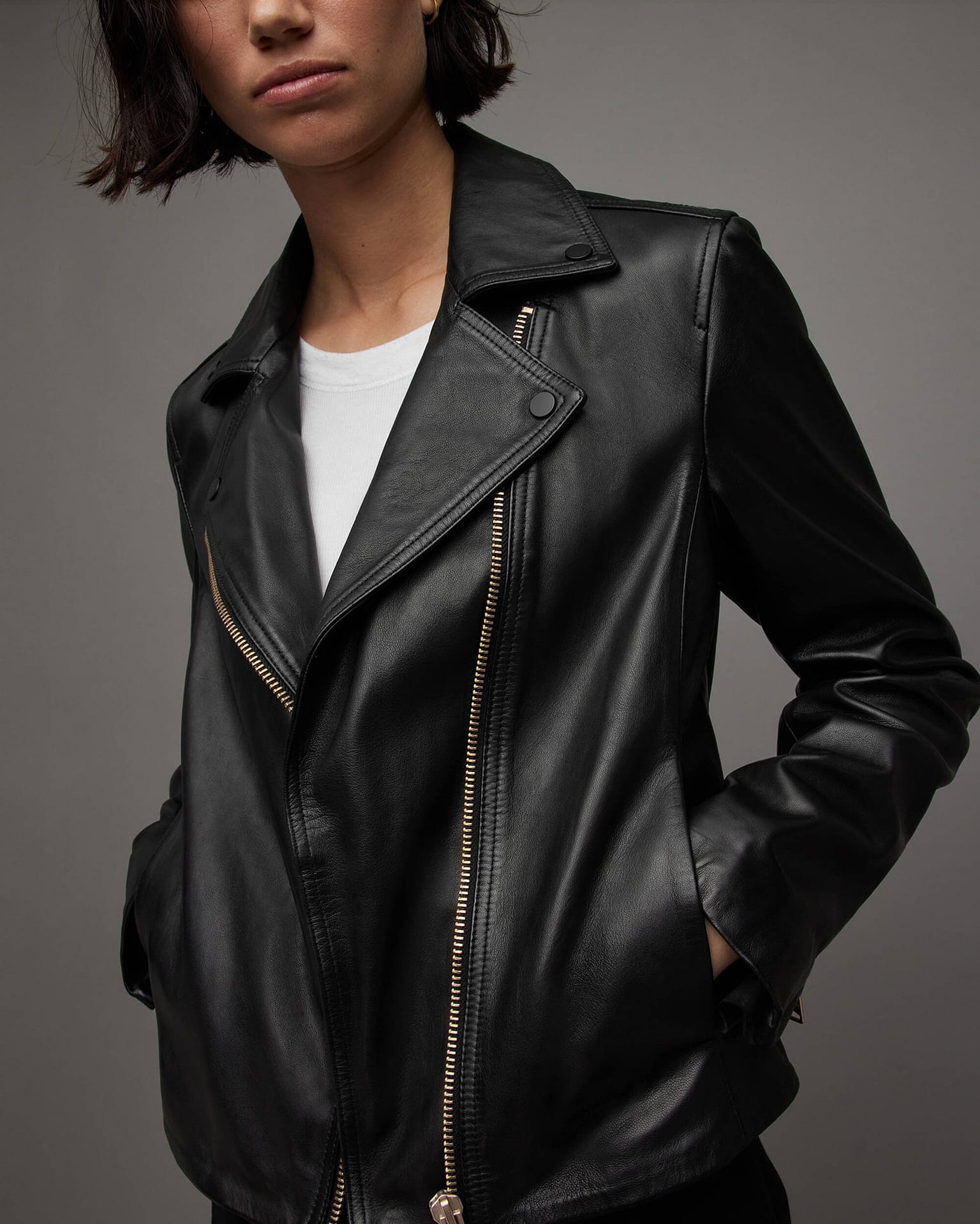 Vela leather biker on sale jacket