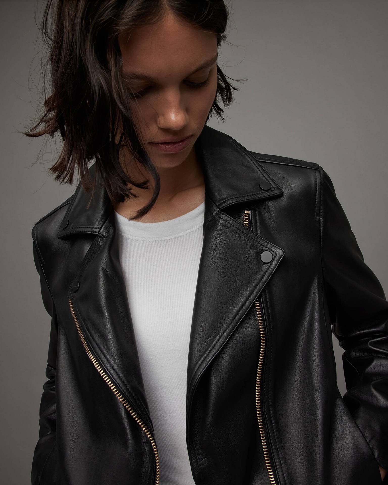 Vela leather deals biker jacket